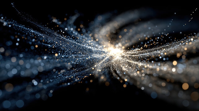 Metallic particle light flow tech background for future-themed design and digital art video material