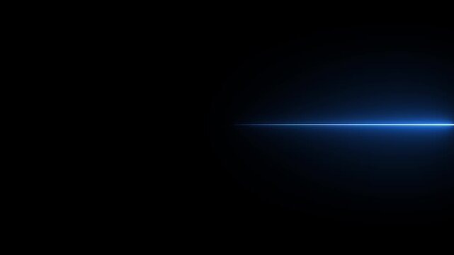 glowing blue neon Straight neon lazer animation of horizontal line on alpha background, straight neon lazer line, seamless loop.