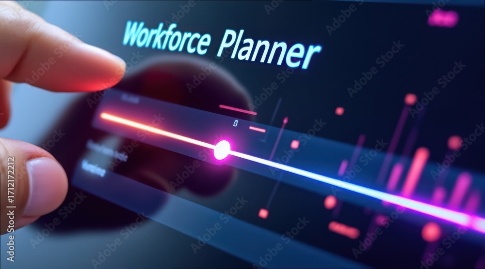 Poster digital workforce planner slider interface for task management