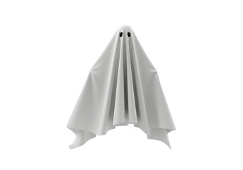 Fototapeta premium Spooky season is here with a ghostly white figure floating mysteriously, perfect for Halloween designs, adding a touch of eerie fun to your creative projects and seasonal promotions