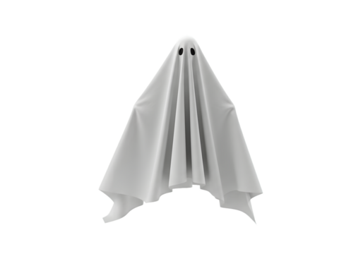 Spooky season is here with a ghostly white figure floating mysteriously, perfect for Halloween designs, adding a touch of eerie fun to your creative projects and seasonal promotions
