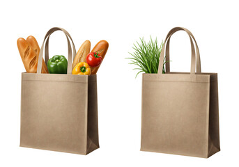 Reusable shopping bags filled with fresh groceries and vibrant green herbs, promoting sustainable living and healthy eating habits for eco-conscious consumers, showcasing earth-friendly lifestyle