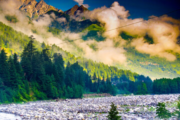 sunset in the mountains