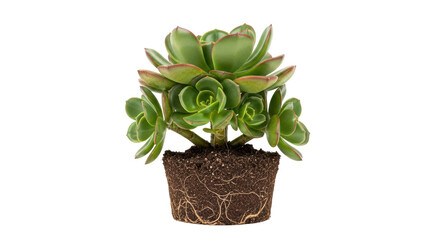 Isolated Aeonium Succulent Houseplant in Dirt Pot on a Clean Backdrop, Low-Maintenance Plant