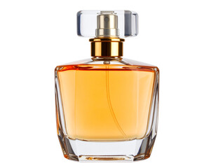  Vintage Style Glass Perfume Bottle with Faceted Design and Crystal Stopper, Transparent Isolated