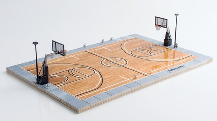 This 3d illustration shows a modern wooden floor being constructed in a room with furniture, combining architectural design and business-focused interior industry tools