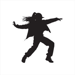 Silhouette of Girl dancing with Arms Wide