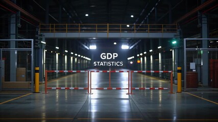 Economic recession indicators and GDP decline with statistics reveal closed warehouse, empty industrial factory, business downturn, and economic - Powered by Adobe
