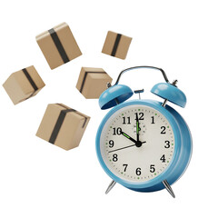 Blue Alarm Clock with Floating Packages
