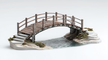 A stunning view of a wooden bridge over a frozen river under a winter sky
