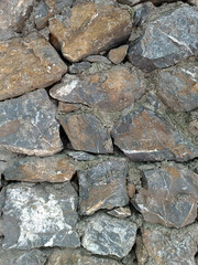 Natural rock wall surface with irregular shapes and earthy colors