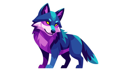 Obraz premium Stylized purple and blue wolf character illustration.