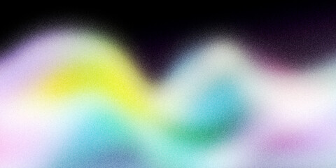 Abstract background with grainy noise blur texture and yellow green purple gradient wave glowing tones