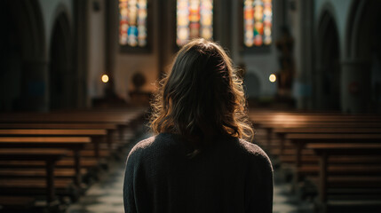 young woman in the church,hope
