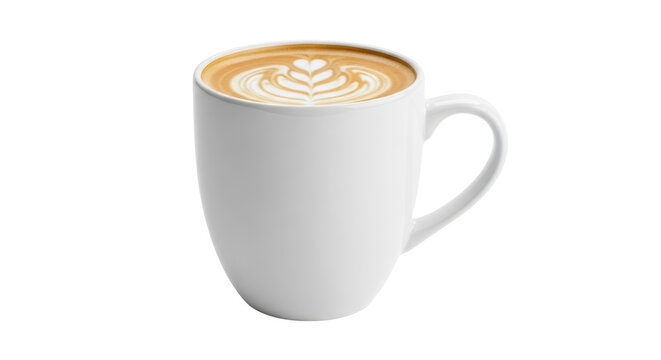 Isolated cappuccino in a white mug with latte art for breakfast at a coffee shop today - Powered by Adobe