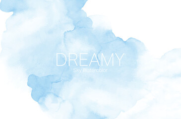 Cloudy Sky Watercolor Background with Hand-Painted Texture for Design and Decoration