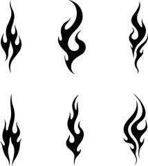 Tribal Flame Vector Set – Fire Flame Tattoo Silhouette Clipart Design