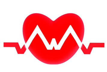 Heart and heartbeat icon on png transparent background.