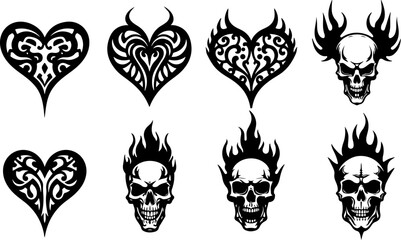 Flaming Skull Tattoo Vector &ndash; Tribal Fire Skull Design Illustration