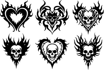 Fototapeta premium Flaming Skull Tattoo Vector – Tribal Fire Skull Design Illustration