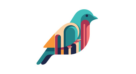 Obraz premium Stylized colorful bird with geometric patterns illustration.