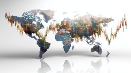 Global business network concept with a 3D digital world map and globe illustration
