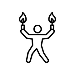 Line icon fire show vector on a white background Vector icon on a white background