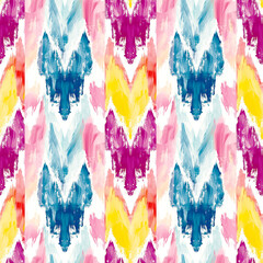 Watercolor abstract seamless pattern with colorful geometric shapes