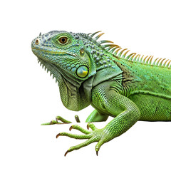 Green Iguana Reptile Close-Up on Black Background