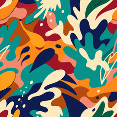 seamless pattern with colorful leaves