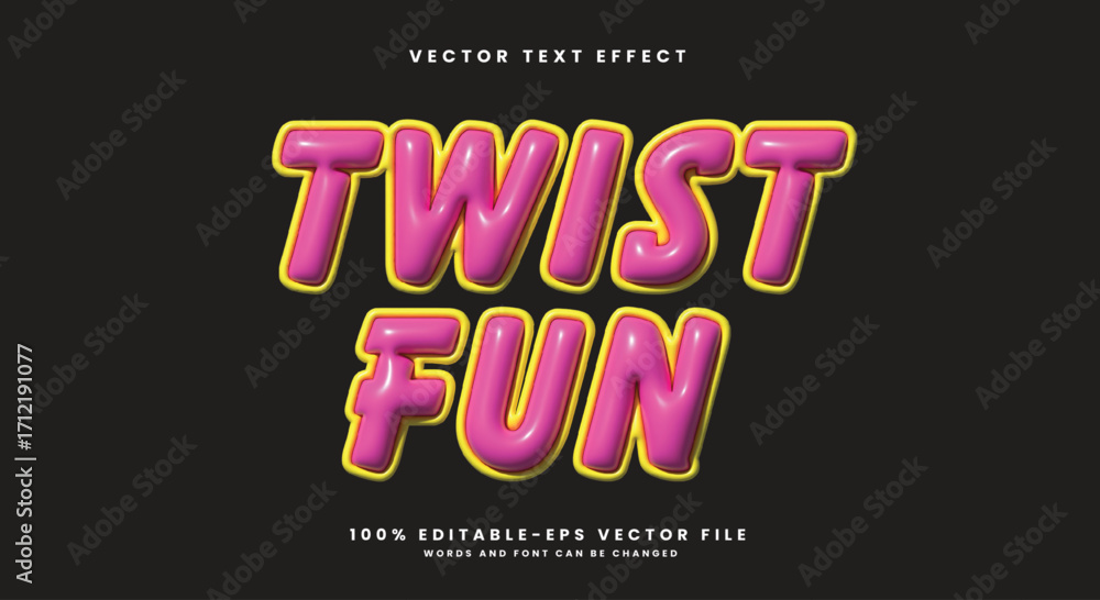 Poster twist fun 3d inflated editable text effect template suitable for cute style