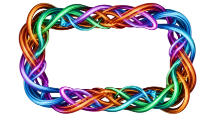 Colorful Abstract Knotted Frame Design, Digital Art, Vibrant Graphic Style