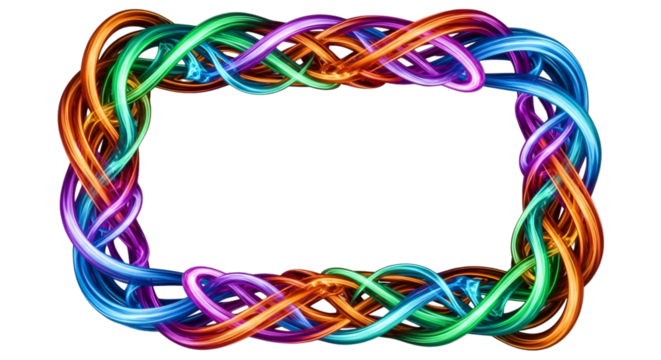 Colorful Abstract Knotted Frame Design, Digital Art, Vibrant Graphic Style