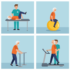 Vector illustration various physiotherapy activities