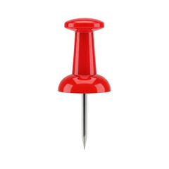A single red thumbtack isolated on transparent background