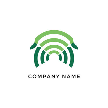 Abstract Green Arches Logo Design with Swan Head Elements.