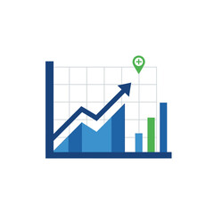 Business Growth Chart with Upward Trend and Location Marker.