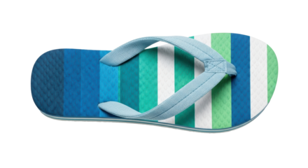 Isolated colorful striped flip-flop summer footwear, casual style for warm beach weather days