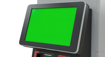 Modern Touchscreen Display with Vibrant Green Screen for Digital Content Creation.