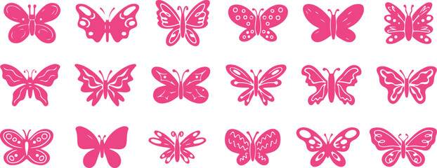 Pink Butterfly Doodle Vector Illustration – Insect, Nature, Cute, Kids, Cartoon, Butterfly, Animal, Hand-drawn, Symbol, Vector, Wings, Fly, Summer, Beautiful, Minimal, Icon, Simple, Sketch


