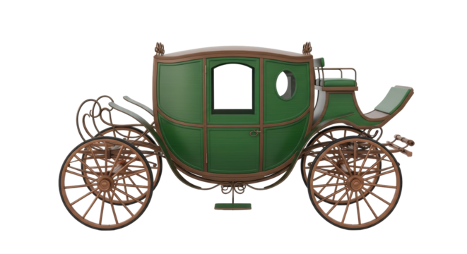 Isolated Vintage Horse-drawn Carriage a Decorative Display Object and Victorian Era Transport