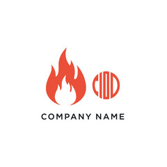 Fiery Logo Design with Abstract Flame and Circular Lettering for Company Branding.