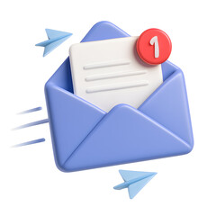 3d Email Notification with Paper Airplanes and Unread Message
