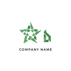 Geometric Green Star and Letter D Logo Design for Modern Company.