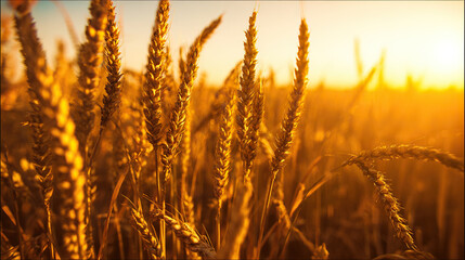 The autumn harvest at sunset