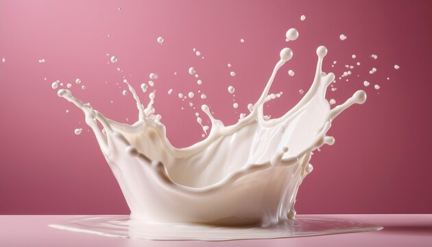 milk splash on the light pink background