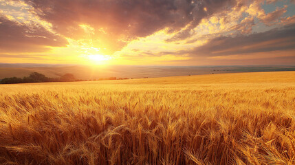 The autumn harvest at sunset