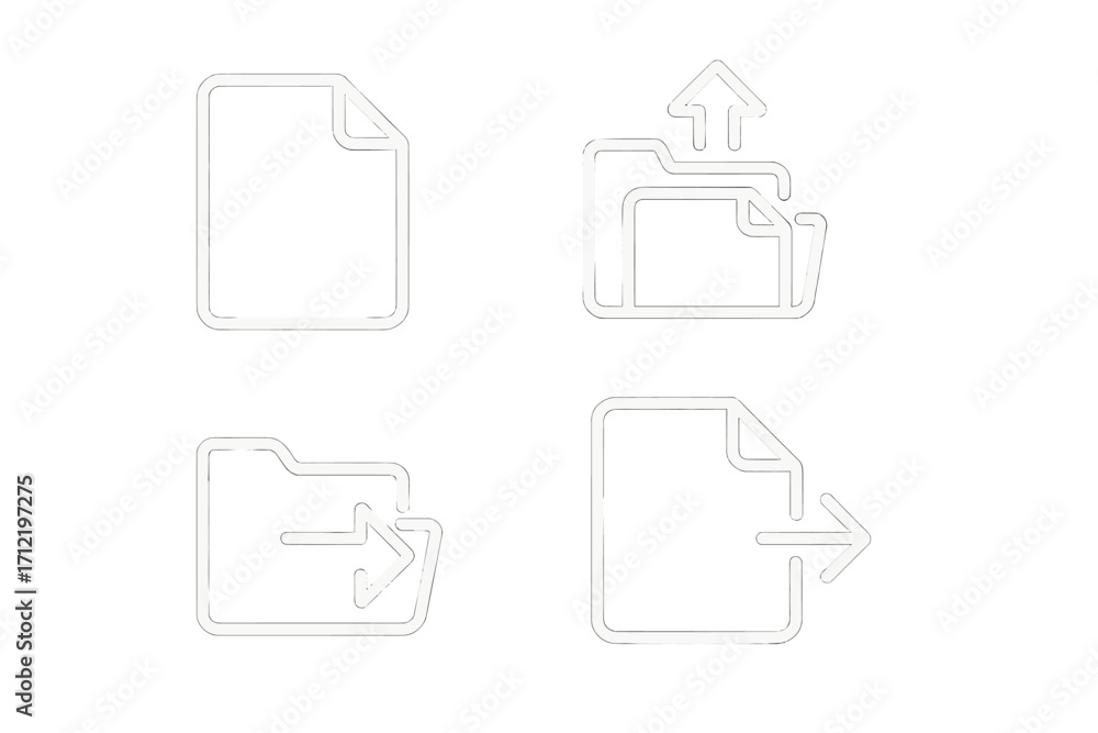 Fototapete file management icon set. minimal line art for web and app design. vector symbols for upload, downlo
