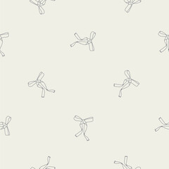 Simple seamless pattern with hand drawn black and white bow knot