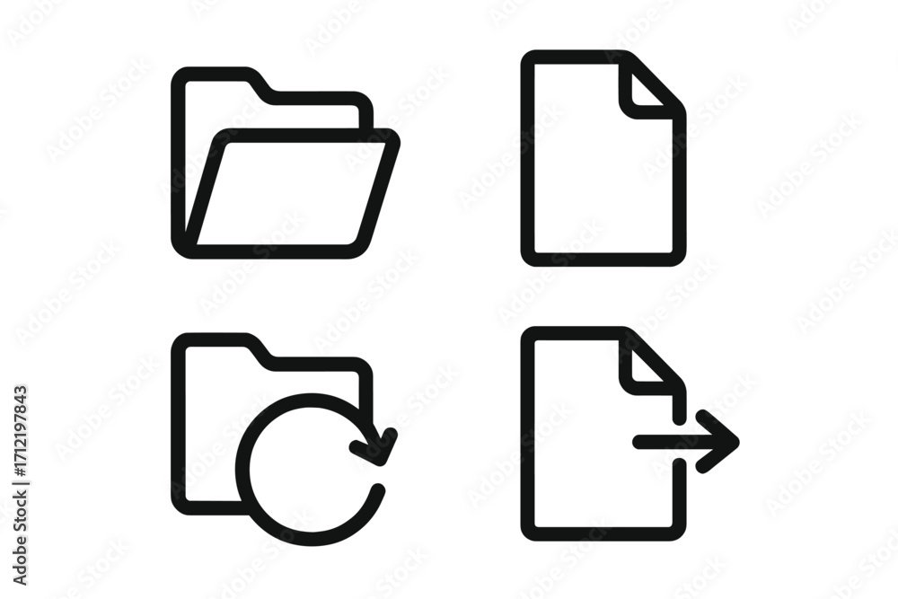 Aufkleber sleek line icon collection for file management, data sharing, and storage. vector symbols for folder